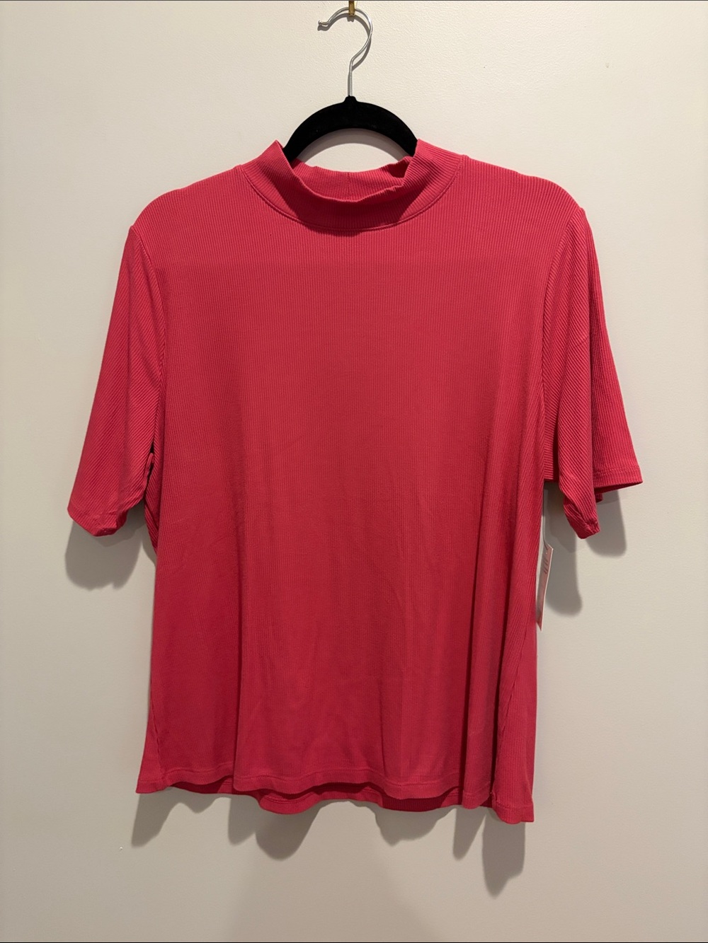 Nine West Coral Pink Short-Sleeve Mock Neck Top